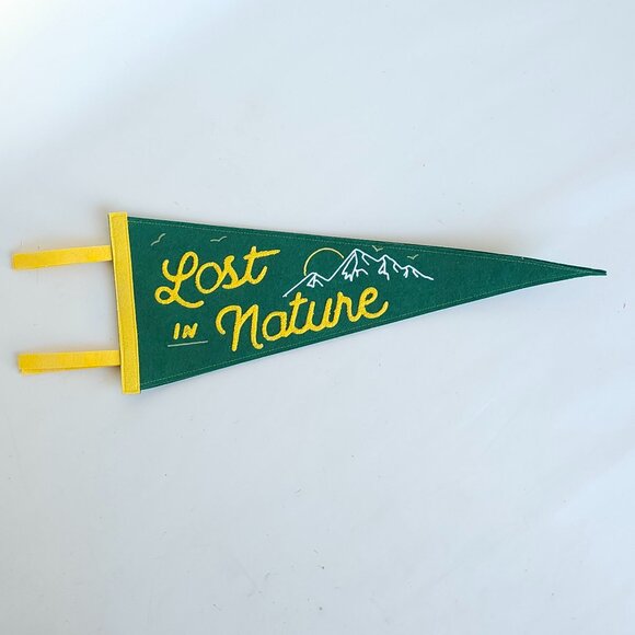 LOST IN NATURE Pennant Retro Style Green Felt 20 Inches Decor NEW - Picture 1 of 2